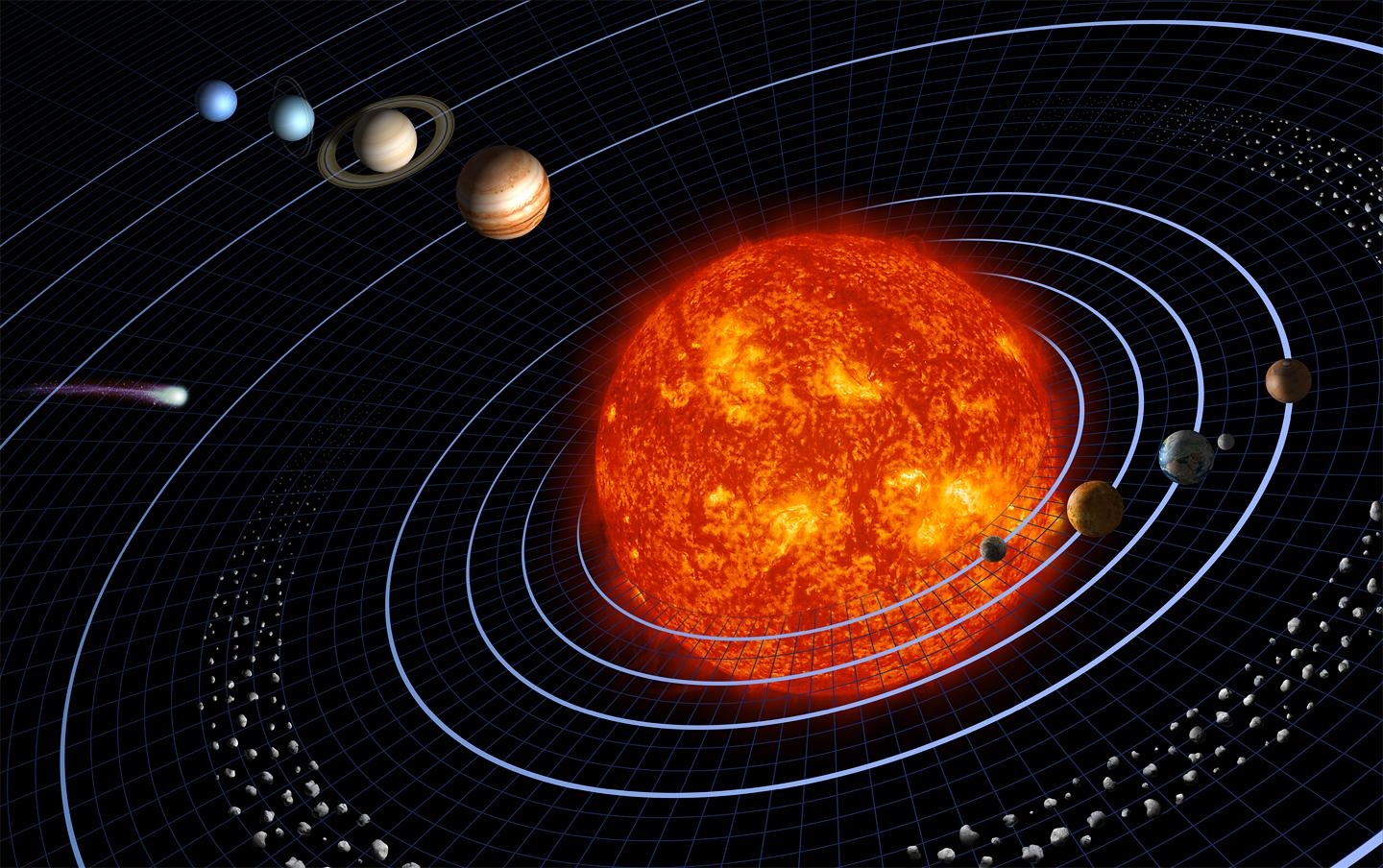 The eight planets of our solar system shown in order from the Sun